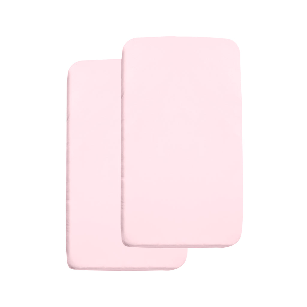 Full View of BreathableBaby All-in-One Fitted Sheet & Waterproof Cover for Cradle Mattresses in Light Pink