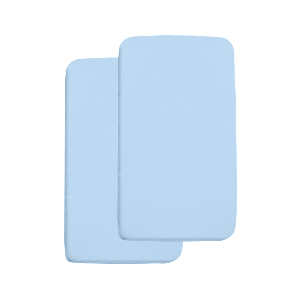 Full View of BreathableBaby All-in-One Fitted Sheet & Waterproof Cover for Cradle Mattresses in Light Blue