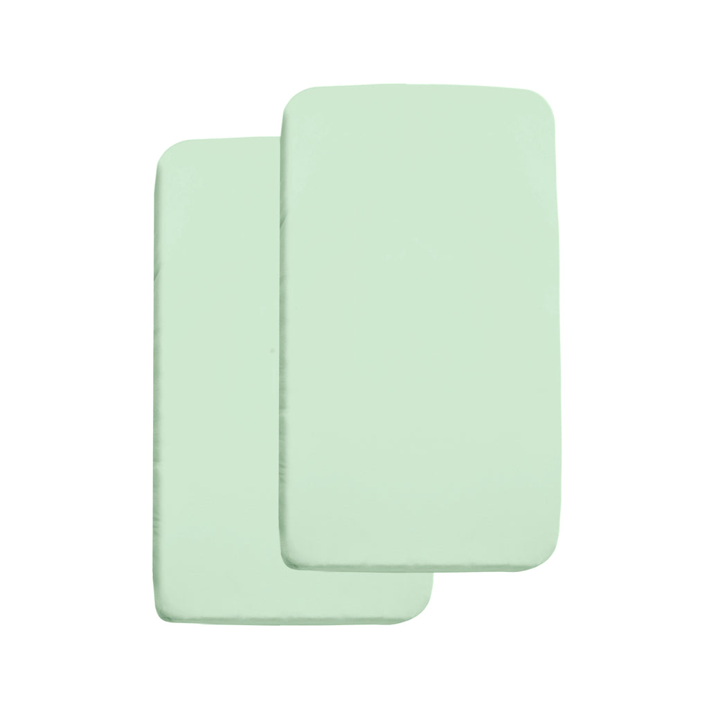 Full View of BreathableBaby All-in-One Fitted Sheet & Waterproof Cover for Cradle Mattresses in Mint Green