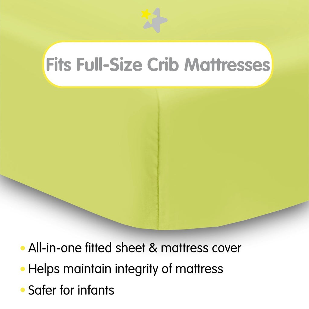 Fit Description for BreathableBaby All-in-One Fitted Sheet & Waterproof Cover for Crib Mattresses in Lime