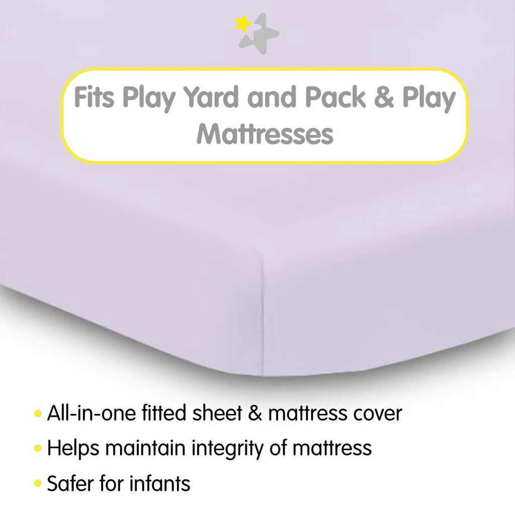Fit Description for BreathableBaby All-in-One Fitted Sheet & Waterproof Cover for Play Yard Mattresses in Lavender