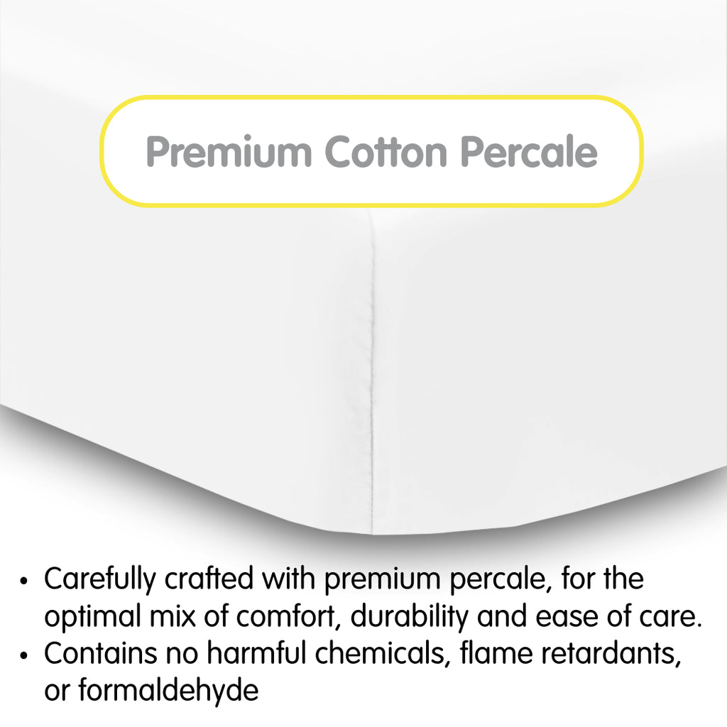 Material Description for BreathableBaby Cotton Percale Fitted Sheet for Crib & Toddler Bed Mattresses in White
