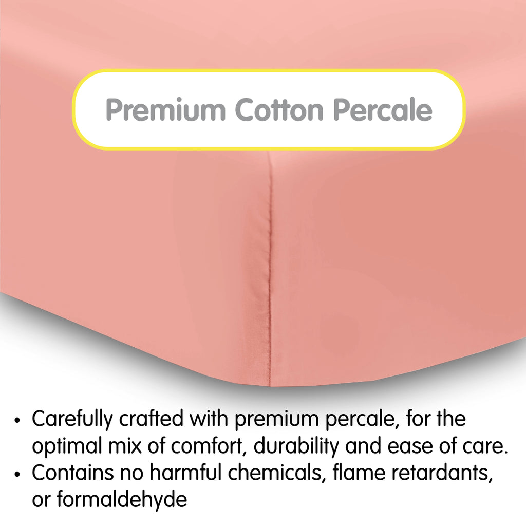 Material Description for BreathableBaby Cotton Percale Fitted Sheet for Crib & Toddler Bed Mattresses in Rose