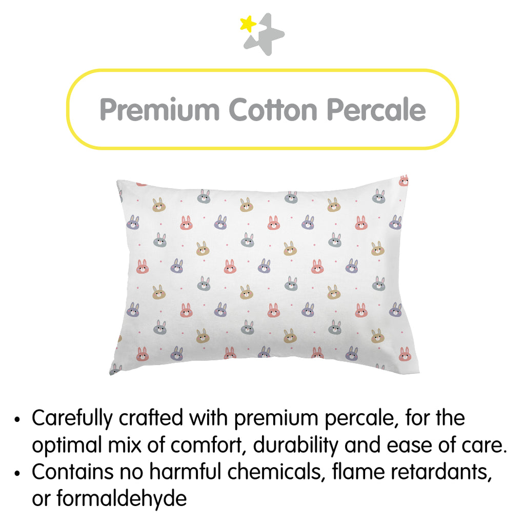 Material Description for BreathableBaby Cotton Percale Pillowcases for Toddler Pillows in Rabbits