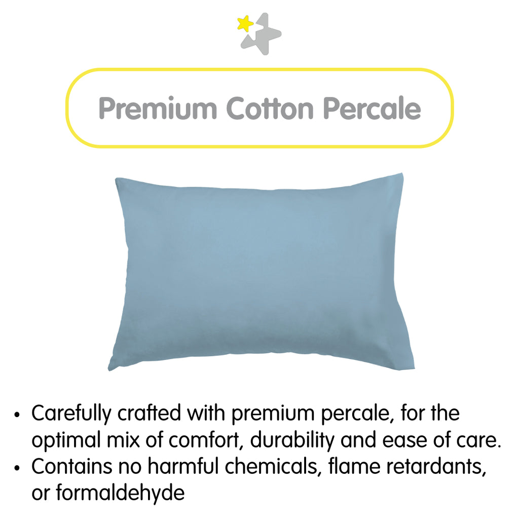Material Description for BreathableBaby Cotton Percale Pillowcases for Toddler Pillows in Blue
