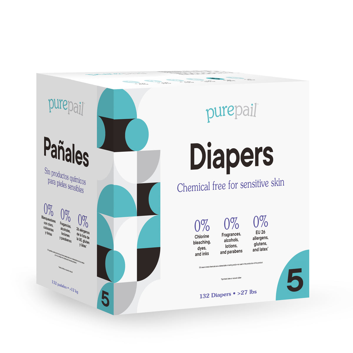 PurePail Disposable Diapers Size 5 27 lbs 132 Ct BreathableBaby