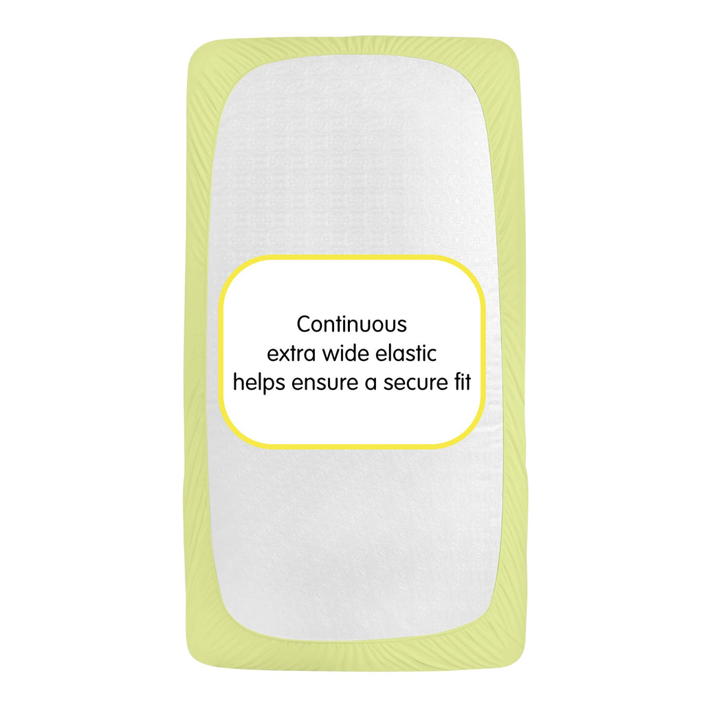 Back view of BreathableBaby All-in-One Fitted Sheet & Waterproof Cover for Crib Mattresses in Lime