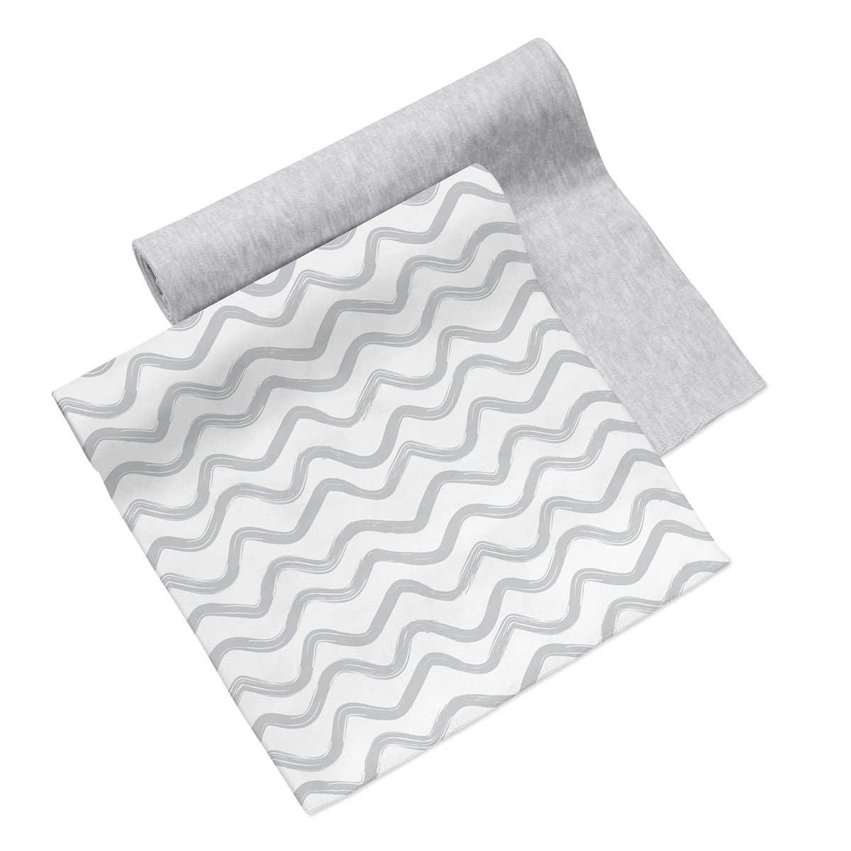 Swaddle Blanket Watercolor Wave Gray Gray Heather 2 Pack