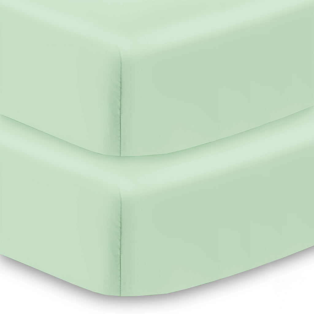  Corner View of BreathableBaby All-in-One Fitted Sheet & Waterproof Cover for Crib Mattresses in Mint Green