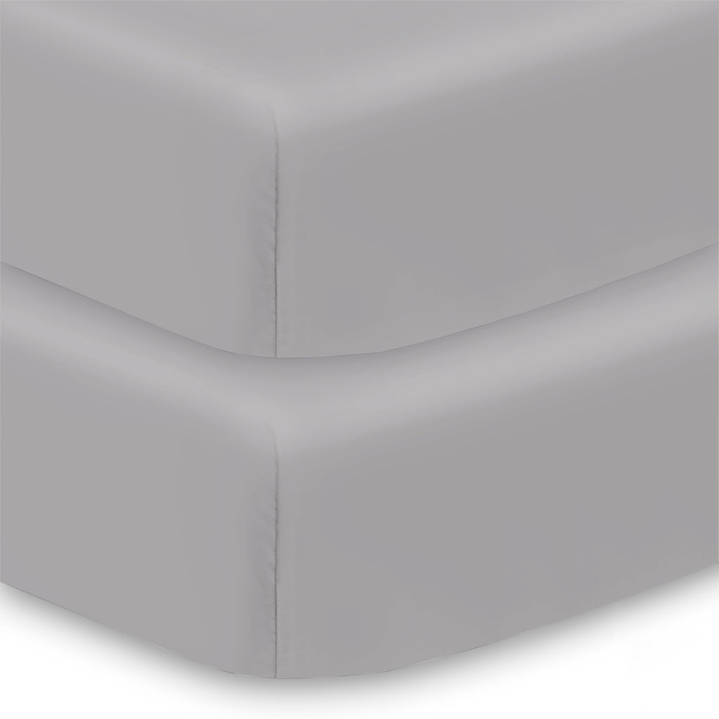 Corner View of BreathableBaby Cotton Percale Fitted Sheet for Crib & Toddler Bed Mattresses in Gray
