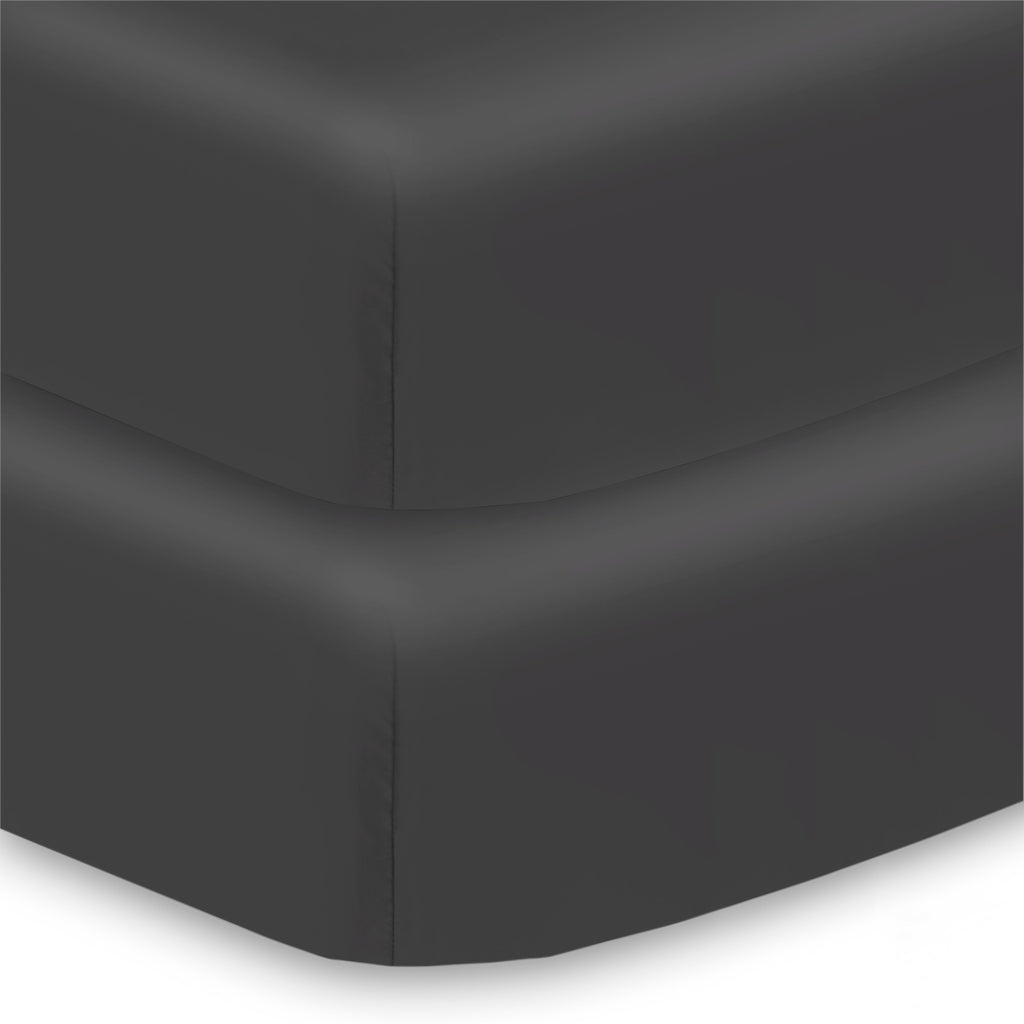 Corner View of BreathableBaby Cotton Percale Fitted Sheet for Crib & Toddler Bed Mattresses in Black