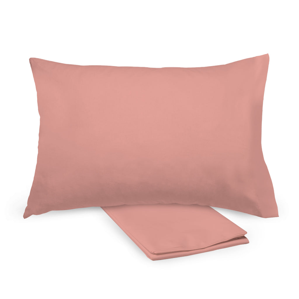 BreathableBaby Cotton Percale Pillowcases for Toddler Pillows in Rose shown on Toddler Pillow and Folded