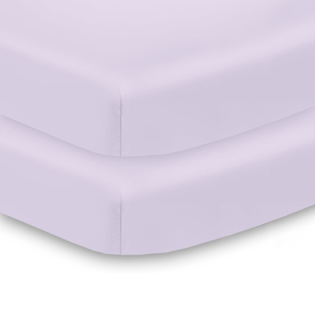 orner View of BreathableBaby All-in-One Fitted Sheet & Waterproof Cover for Mini Crib Mattresses in Lavender