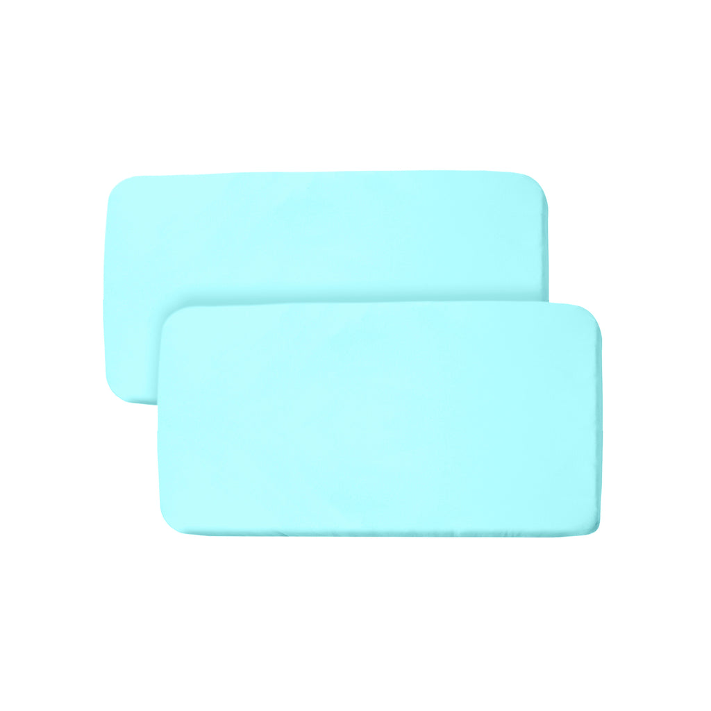 Full View of BreathableBaby All-in-One Fitted Sheet & Waterproof Cover for Bassinet Mattresses in Blue Green Aqua