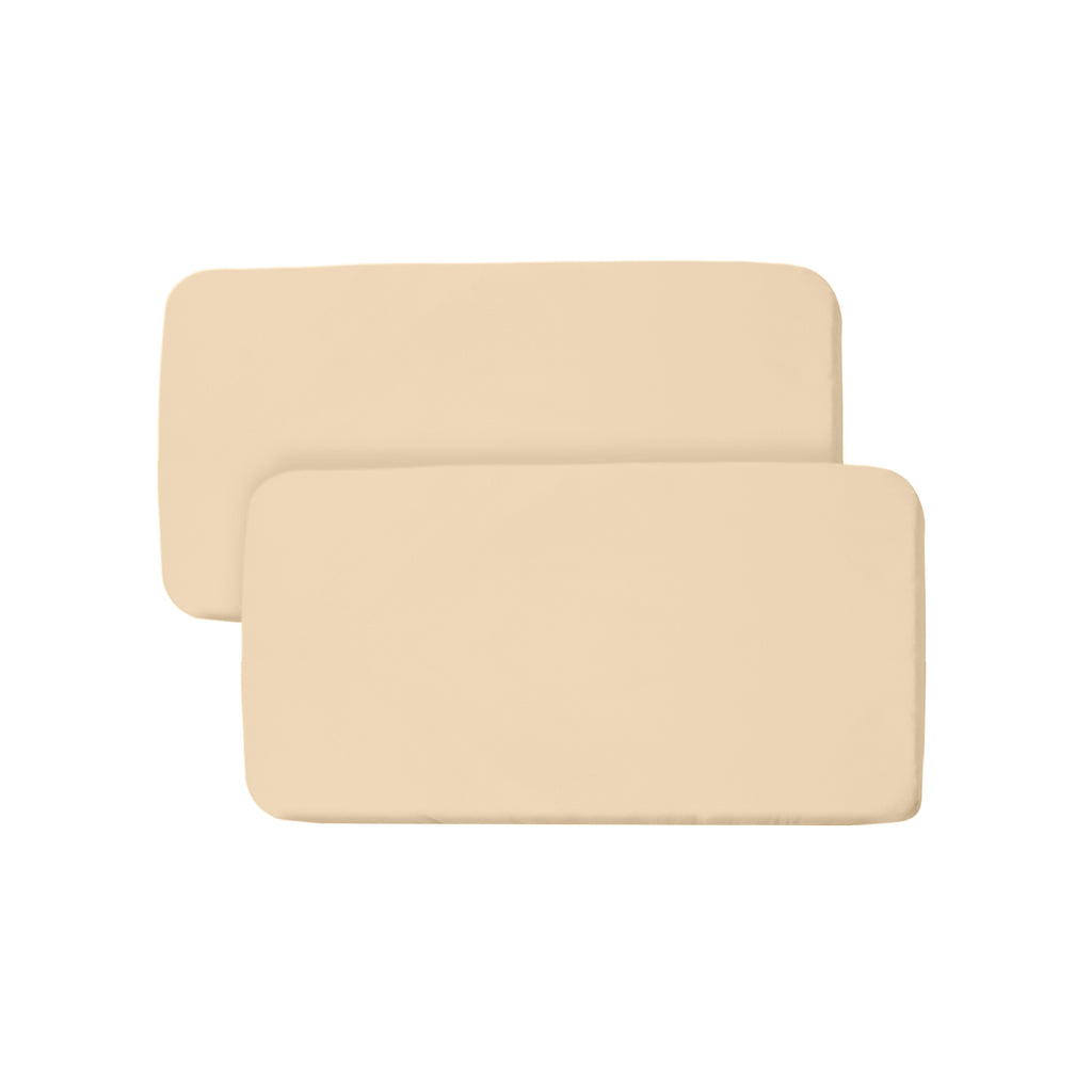 Full View of BreathableBaby All-in-One Fitted Sheet & Waterproof Cover for Bassinet Mattresses in Beige