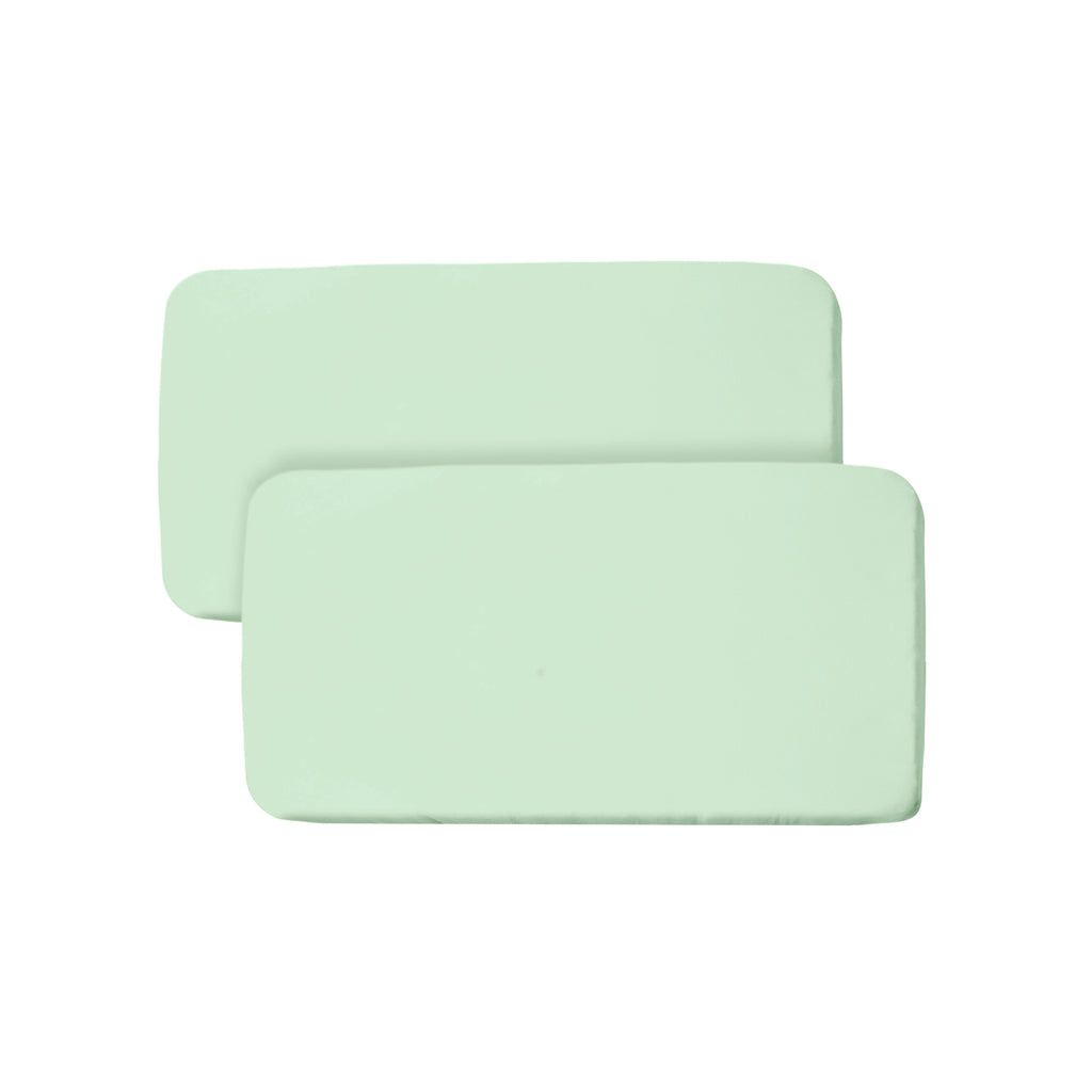 Full View of BreathableBaby All-in-One Fitted Sheet & Waterproof Cover for Bassinet Mattresses in Mint Green