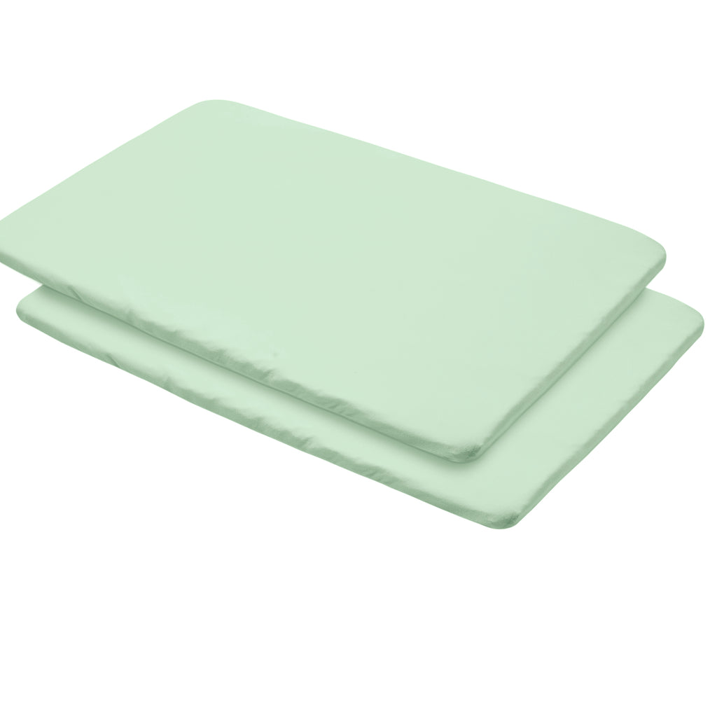 Full View of BreathableBaby All-in-One Fitted Sheet & Waterproof Cover for Play Yard Mattresses in Mint Green