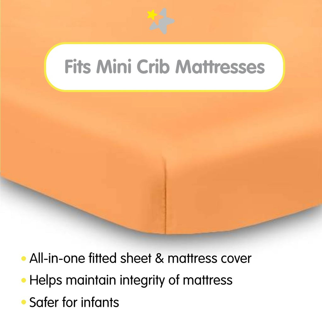 Fit Description for BreathableBaby All-in-One Fitted Sheet & Waterproof Cover for Mini Crib Mattresses in Coral