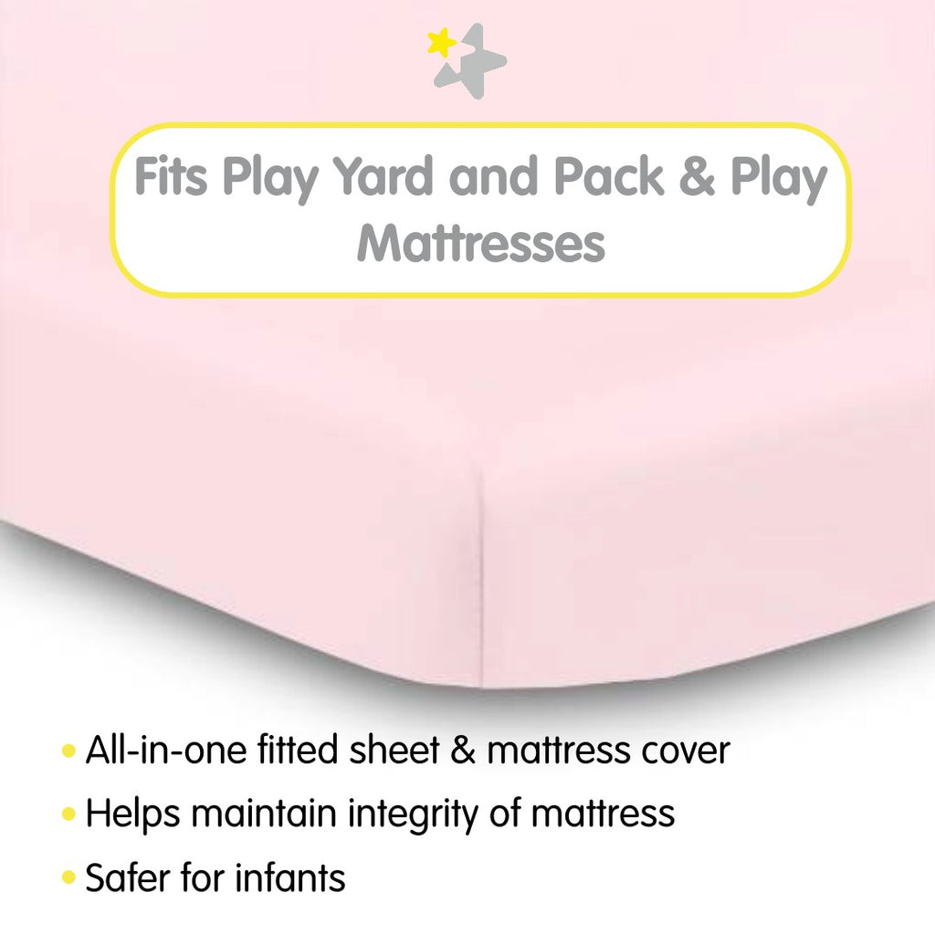 Fit Description for BreathableBaby All-in-One Fitted Sheet & Waterproof Cover for Play Yard Mattresses in Light Pink