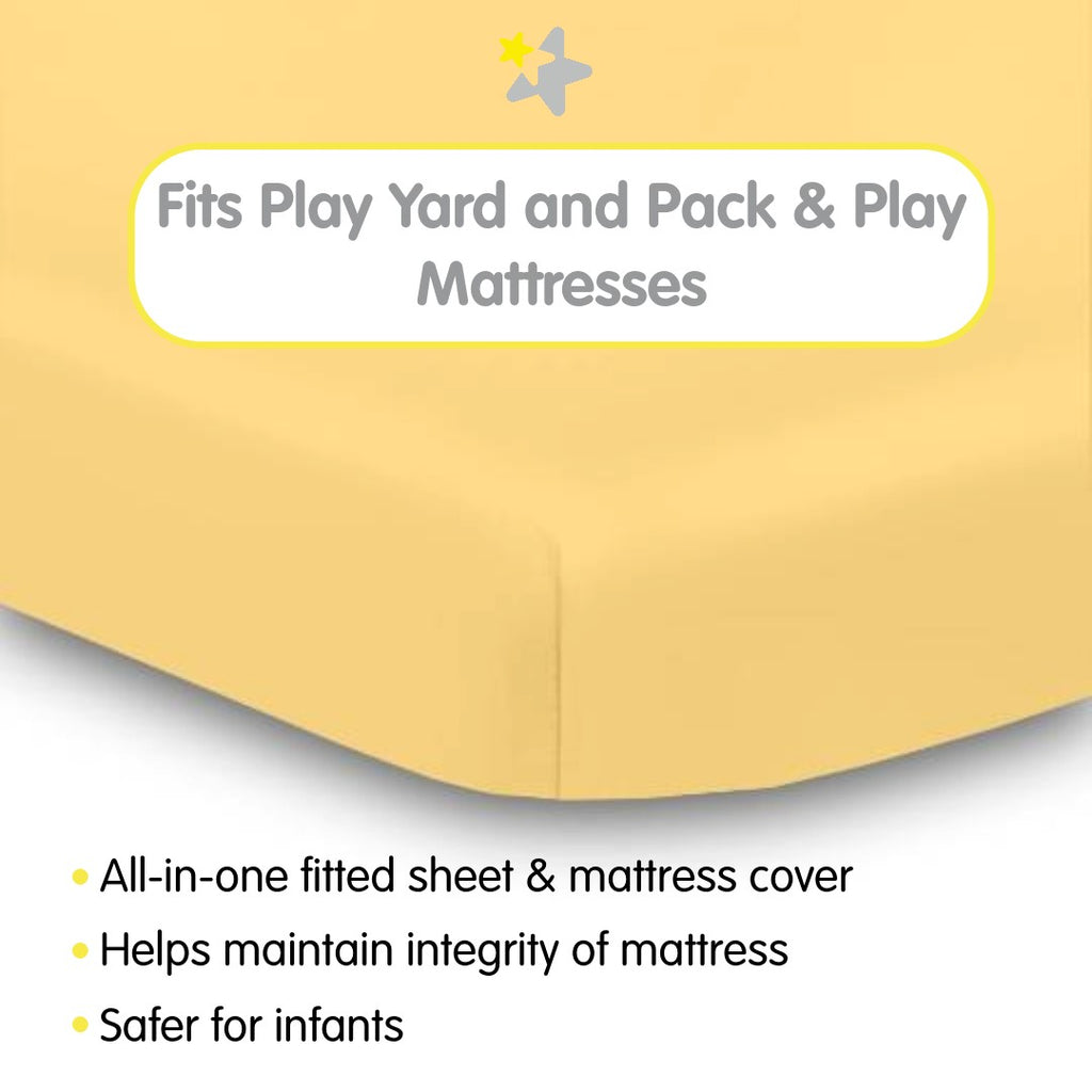Fit Description for BreathableBaby All-in-One Fitted Sheet & Waterproof Cover for Play Yard Mattresses in Yellow