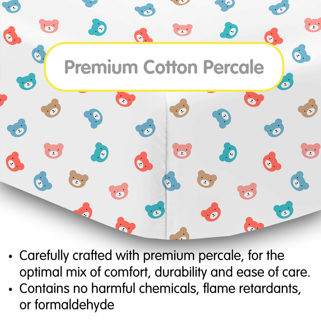 Material Description for BreathableBaby Cotton Percale Fitted Sheet for Crib & Toddler Bed Mattresses in Bears