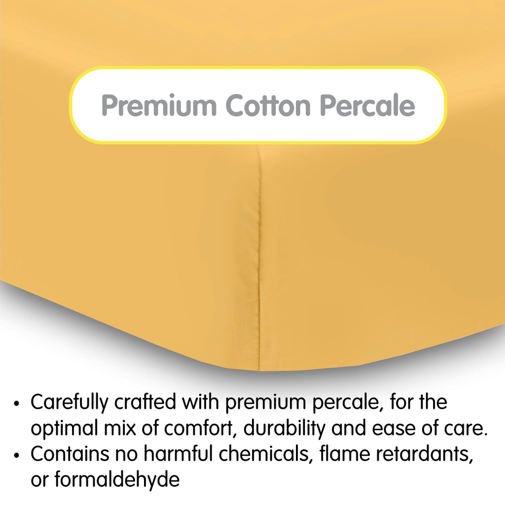 Material Description for BreathableBaby Cotton Percale Fitted Sheet for Crib & Toddler Bed Mattresses in Yellow