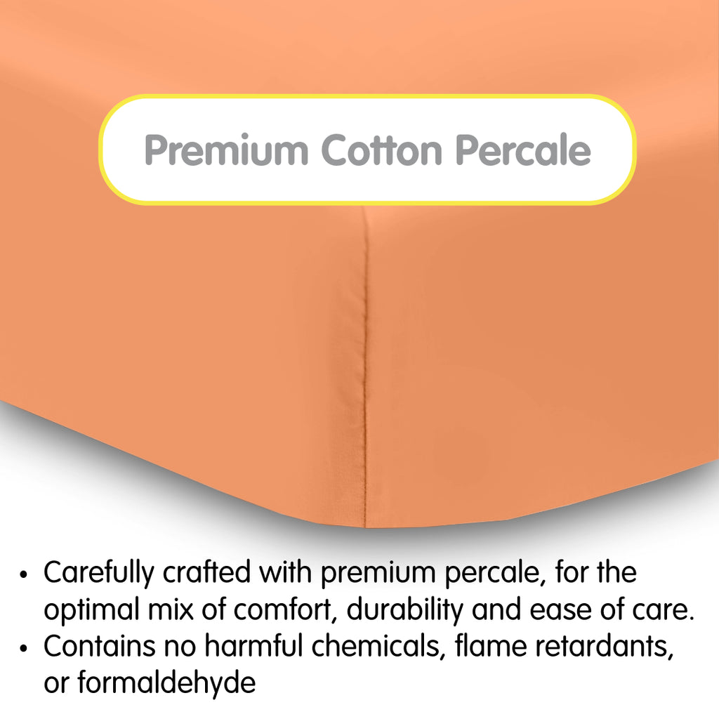 Material Description for BreathableBaby Cotton Percale Fitted Sheet for Crib & Toddler Bed Mattresses in Orange