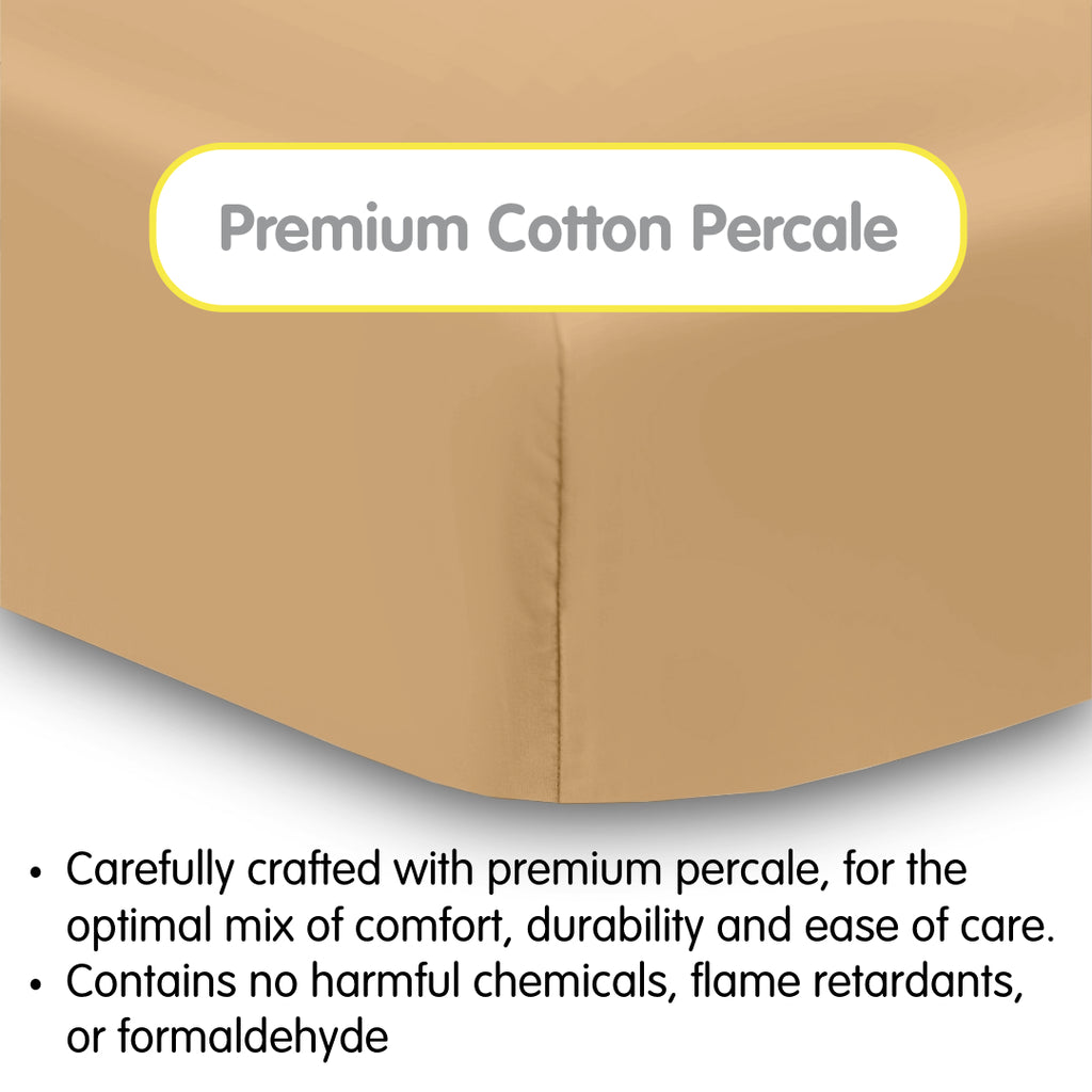 Material Description for BreathableBaby Cotton Percale Fitted Sheet for Crib & Toddler Bed Mattresses in Brown