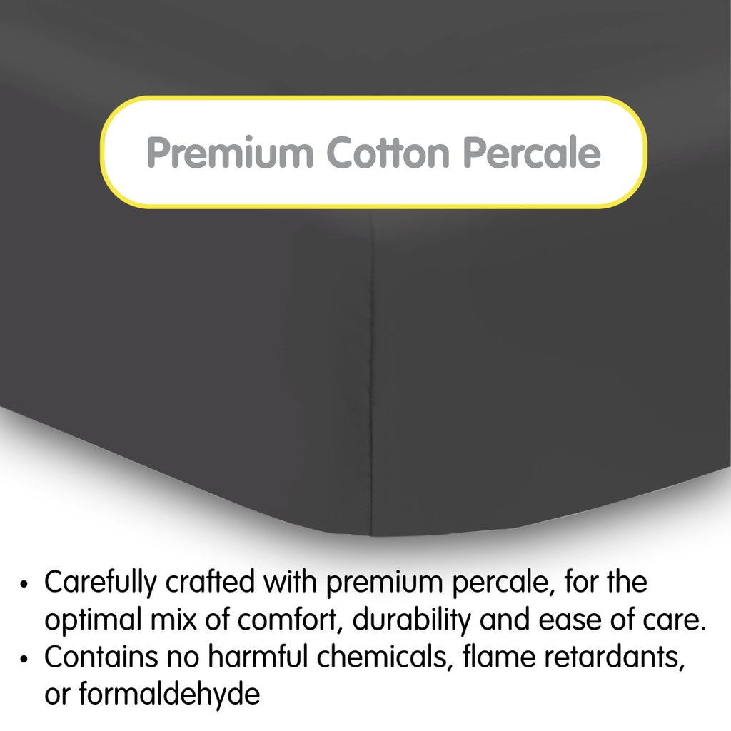 Material Description for BreathableBaby Cotton Percale Fitted Sheet for Crib & Toddler Bed Mattresses in Black