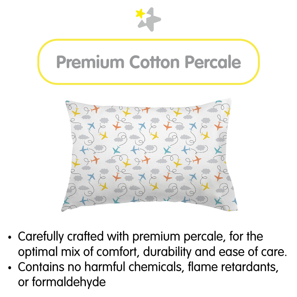 Material Description for BreathableBaby Cotton Percale Pillowcases for Toddler Pillows in Airplanes