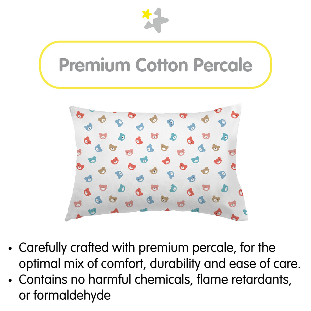 Material Description for BreathableBaby Cotton Percale Pillowcases for Toddler Pillows in Bears