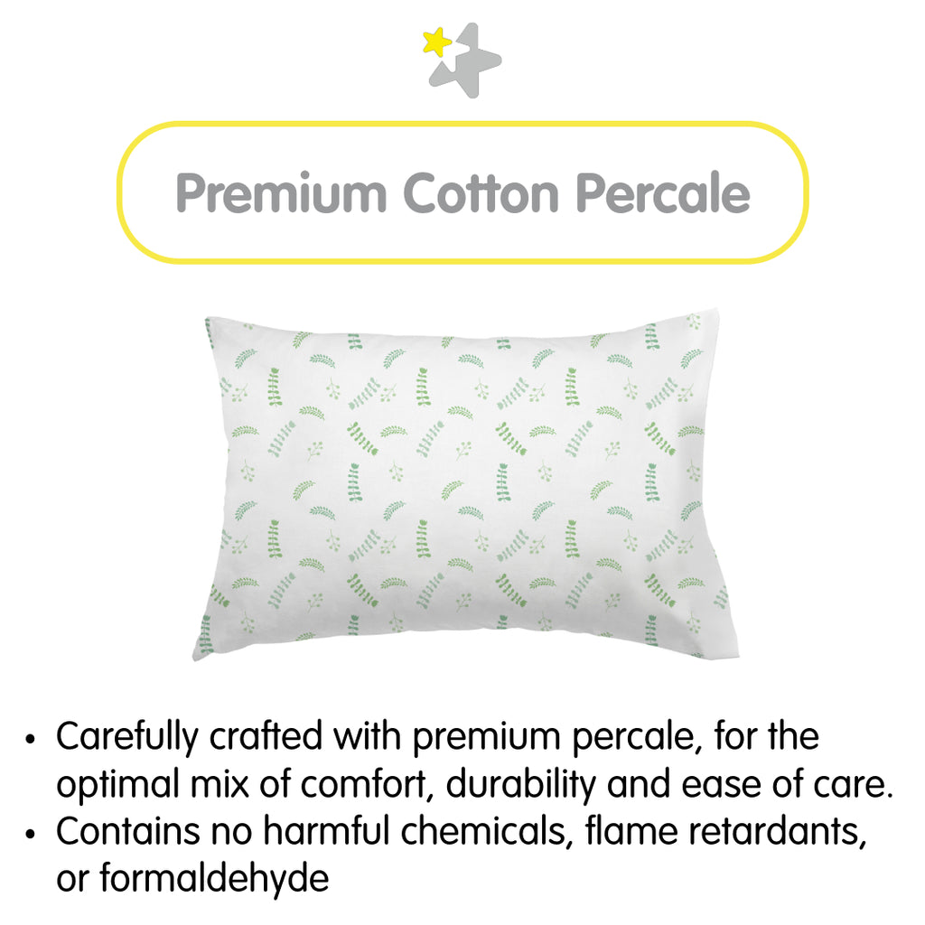 Material Description for BreathableBaby Cotton Percale Pillowcases for Toddler Pillows in Botanical