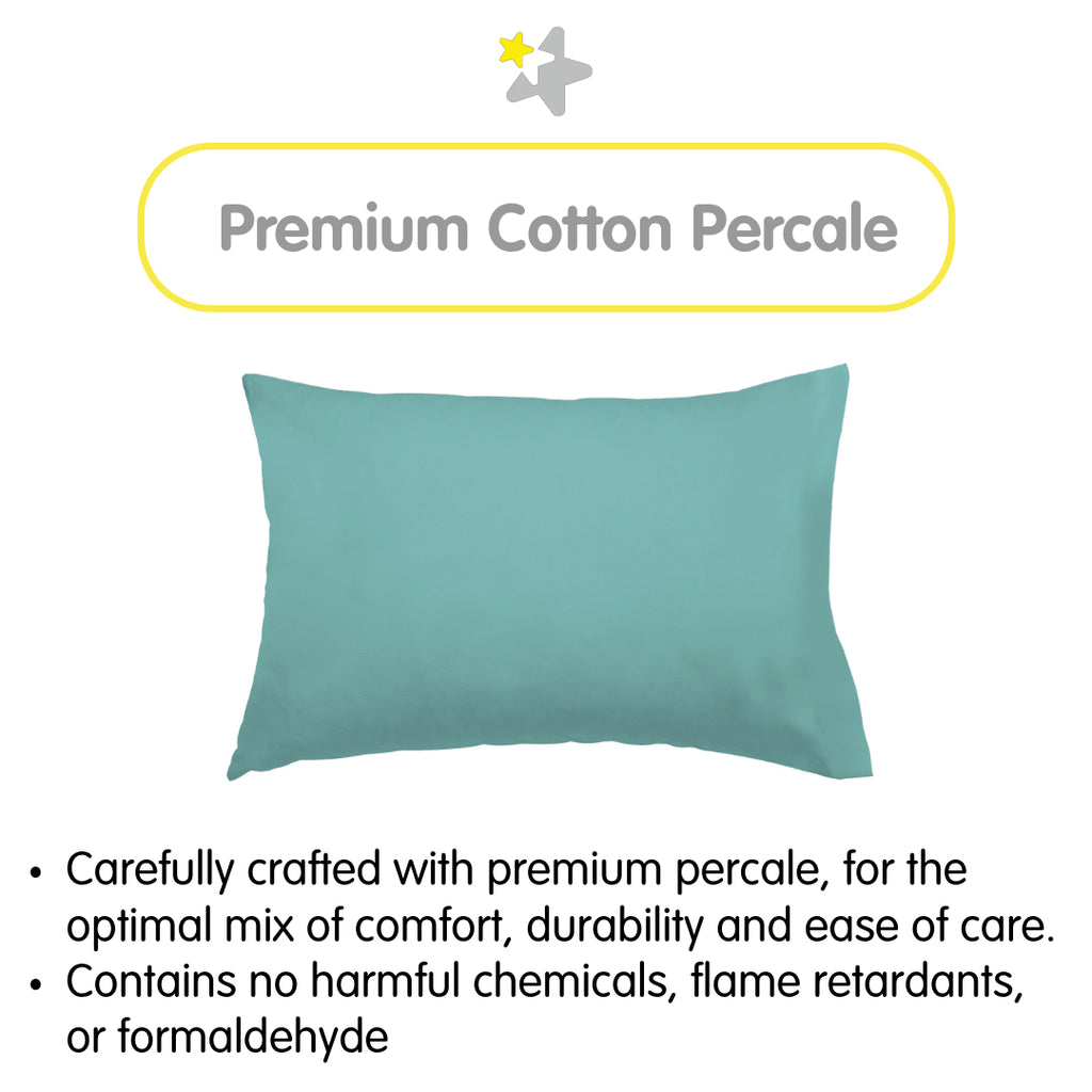 Material Description for BreathableBaby Cotton Percale Pillowcases for Toddler Pillows in Aqua