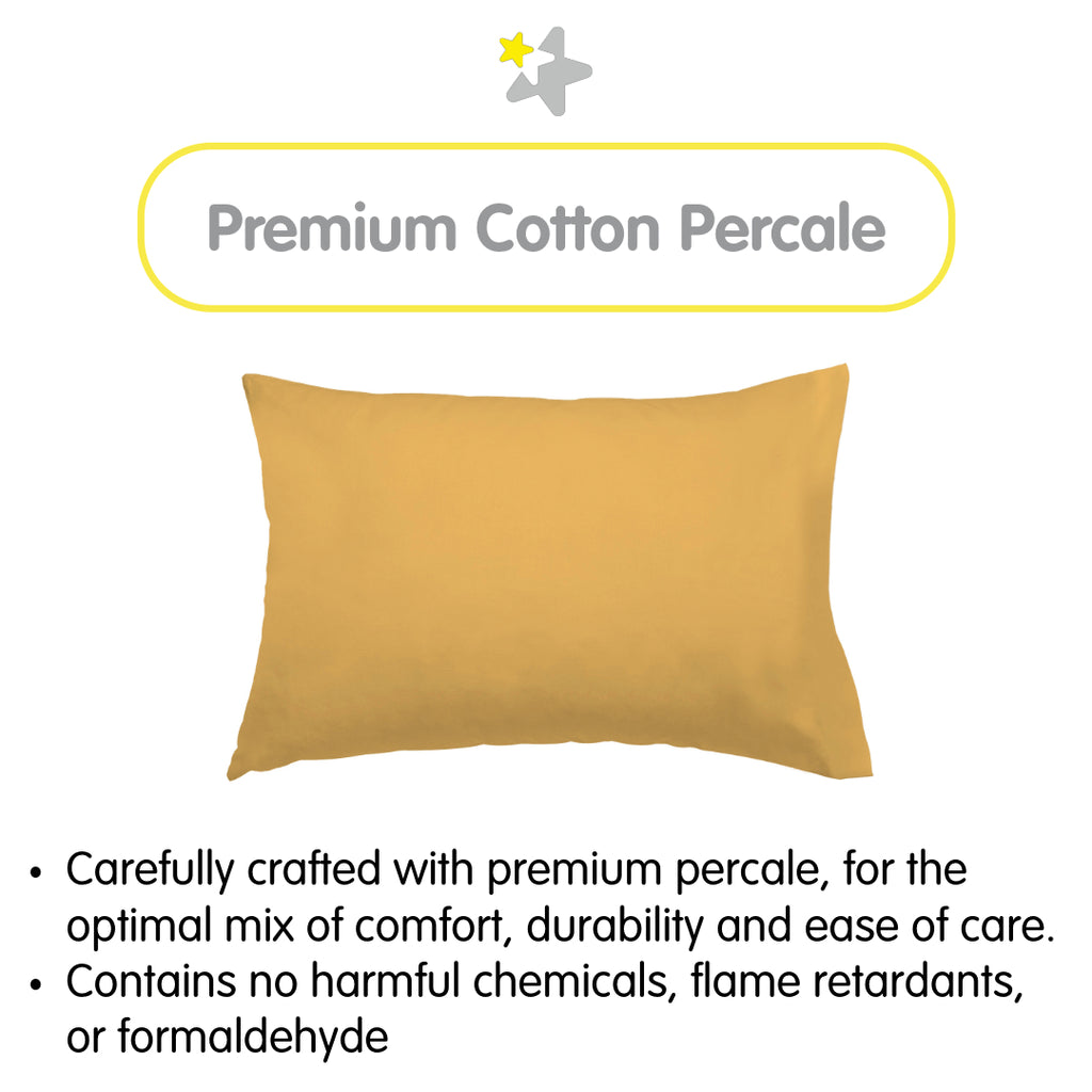 Material Description for BreathableBaby Cotton Percale Pillowcases for Toddler Pillows in Yellow