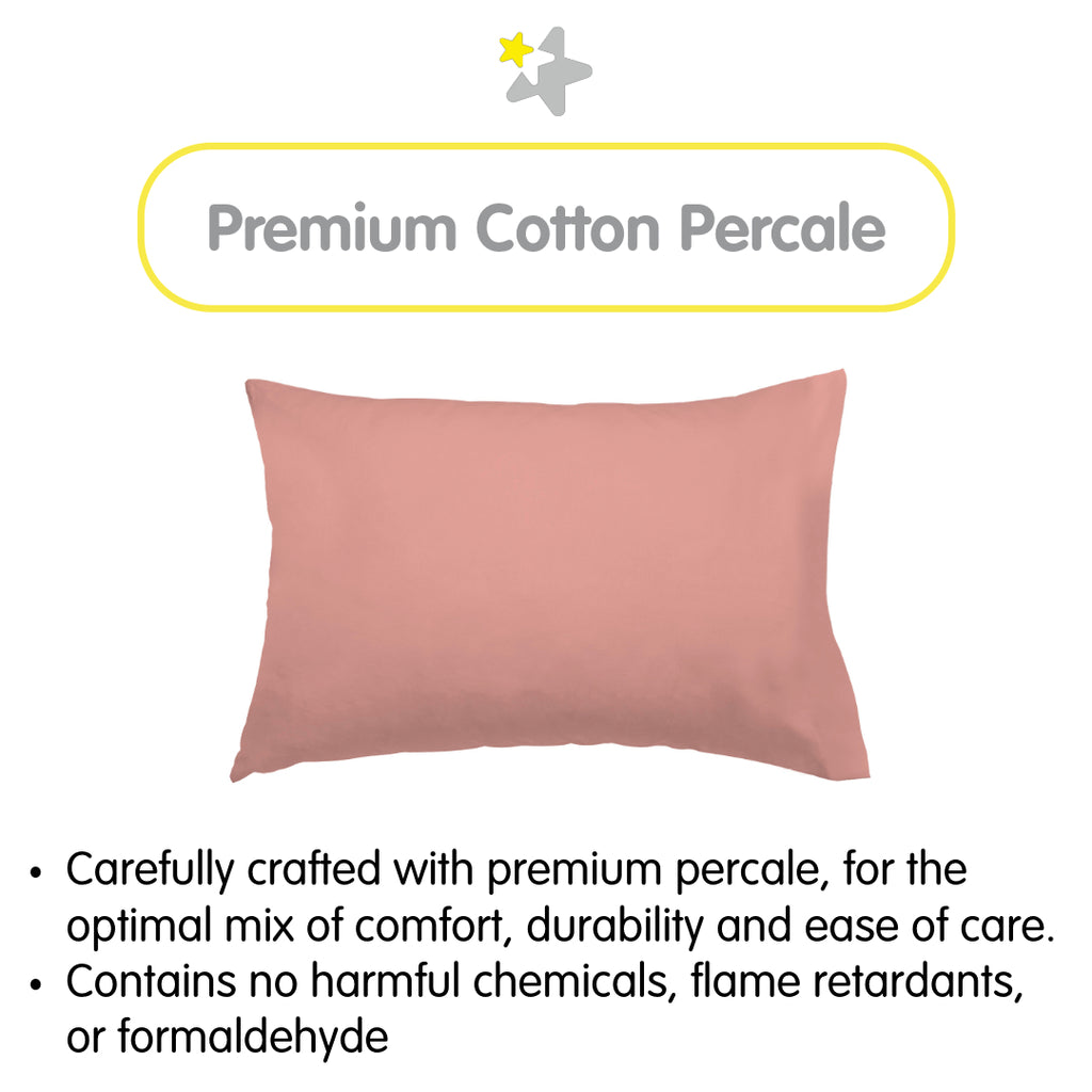 Material Description for BreathableBaby Cotton Percale Pillowcases for Toddler Pillows in Rose