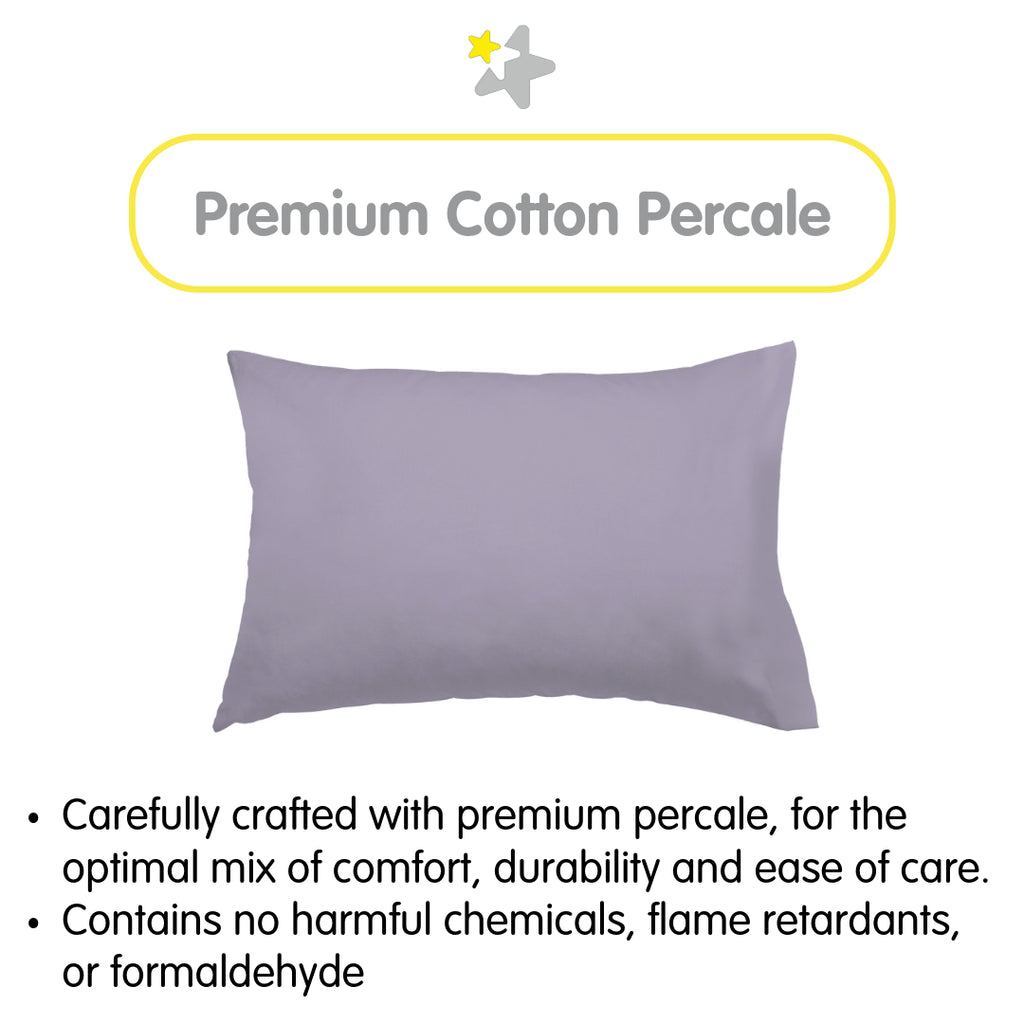 Material Description for BreathableBaby Cotton Percale Pillowcases for Toddler Pillows in Purple