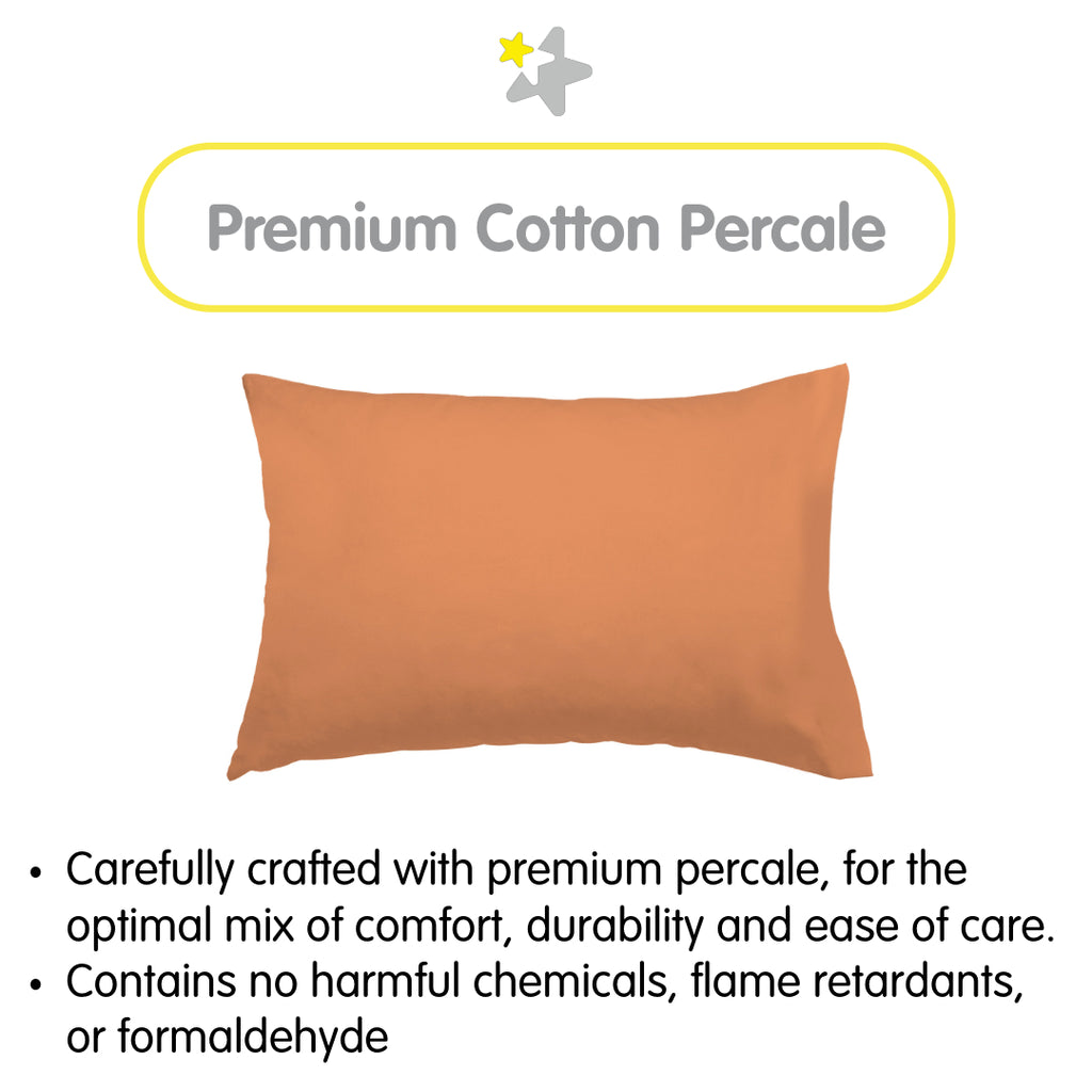Material Description for BreathableBaby Cotton Percale Pillowcases for Toddler Pillows in Orange