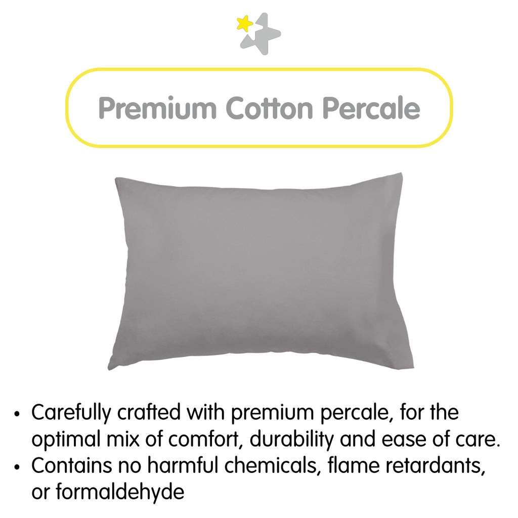Material Description for BreathableBaby Cotton Percale Pillowcases for Toddler Pillows in Gray
