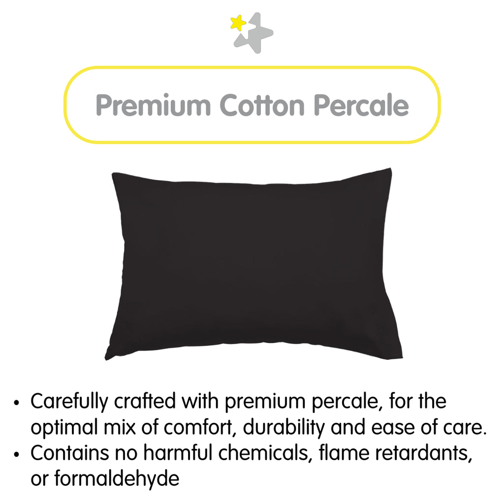 Material Description for BreathableBaby Cotton Percale Pillowcases for Toddler Pillows in Black