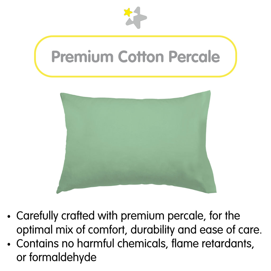 Material Description for BreathableBaby Cotton Percale Pillowcases for Toddler Pillows in Green