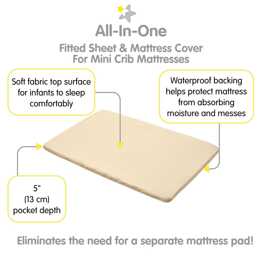 All-in-One Fitted Sheet Waterproof Cover, For 38 x 24