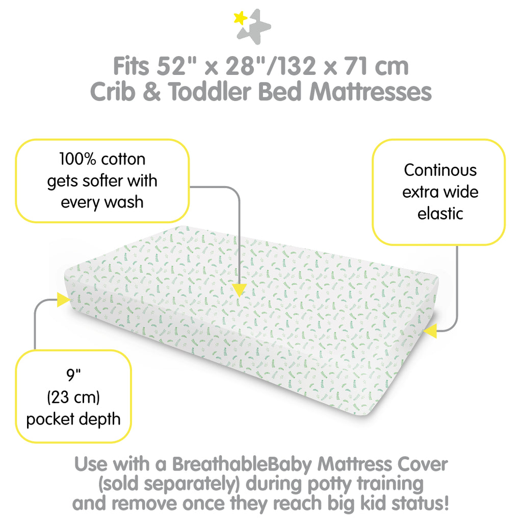 Full view of BreathableBaby Cotton Percale Fitted Sheet for Crib & Toddler Bed Mattresses in Botanical