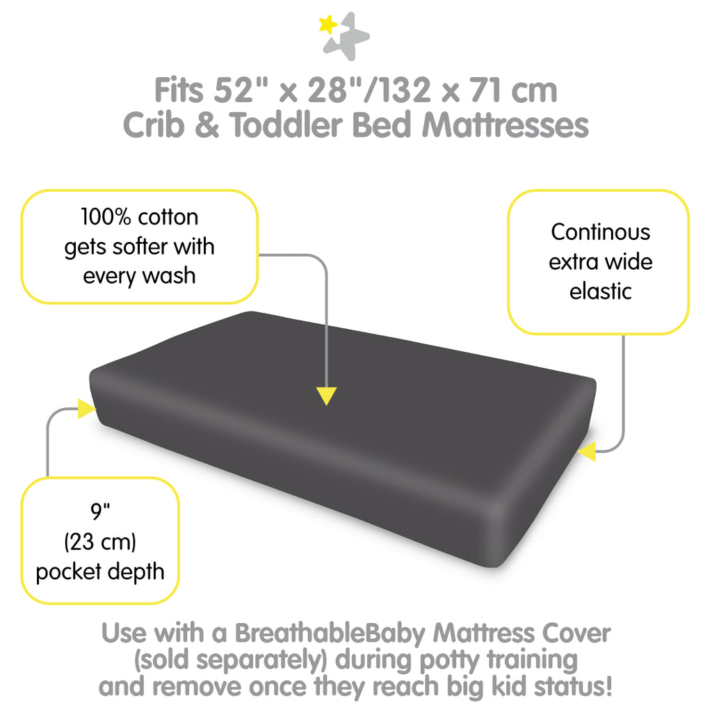 Full view of BreathableBaby Cotton Percale Fitted Sheet for Crib & Toddler Bed Mattresses in Black