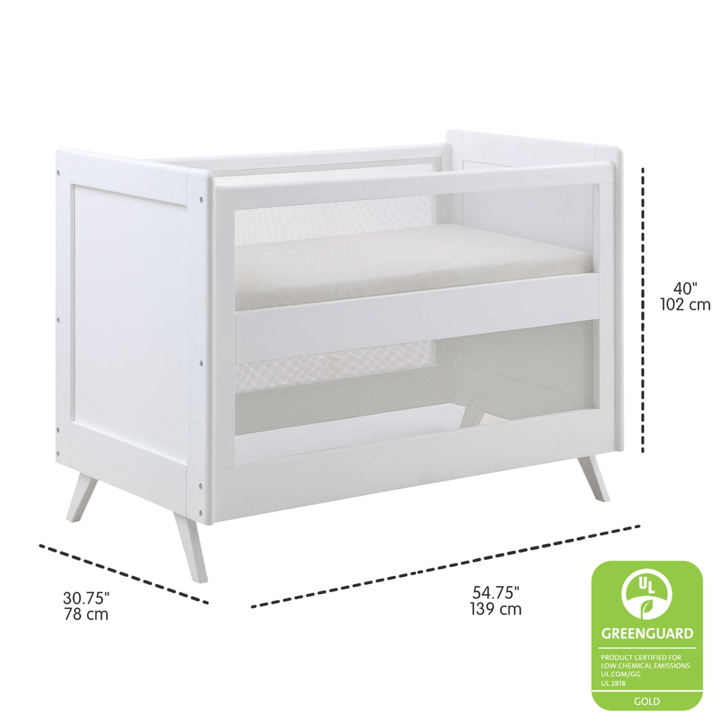 Dimensions guide for BreathableBaby Breathable Mesh 3-in-1 Convertible Crib in White