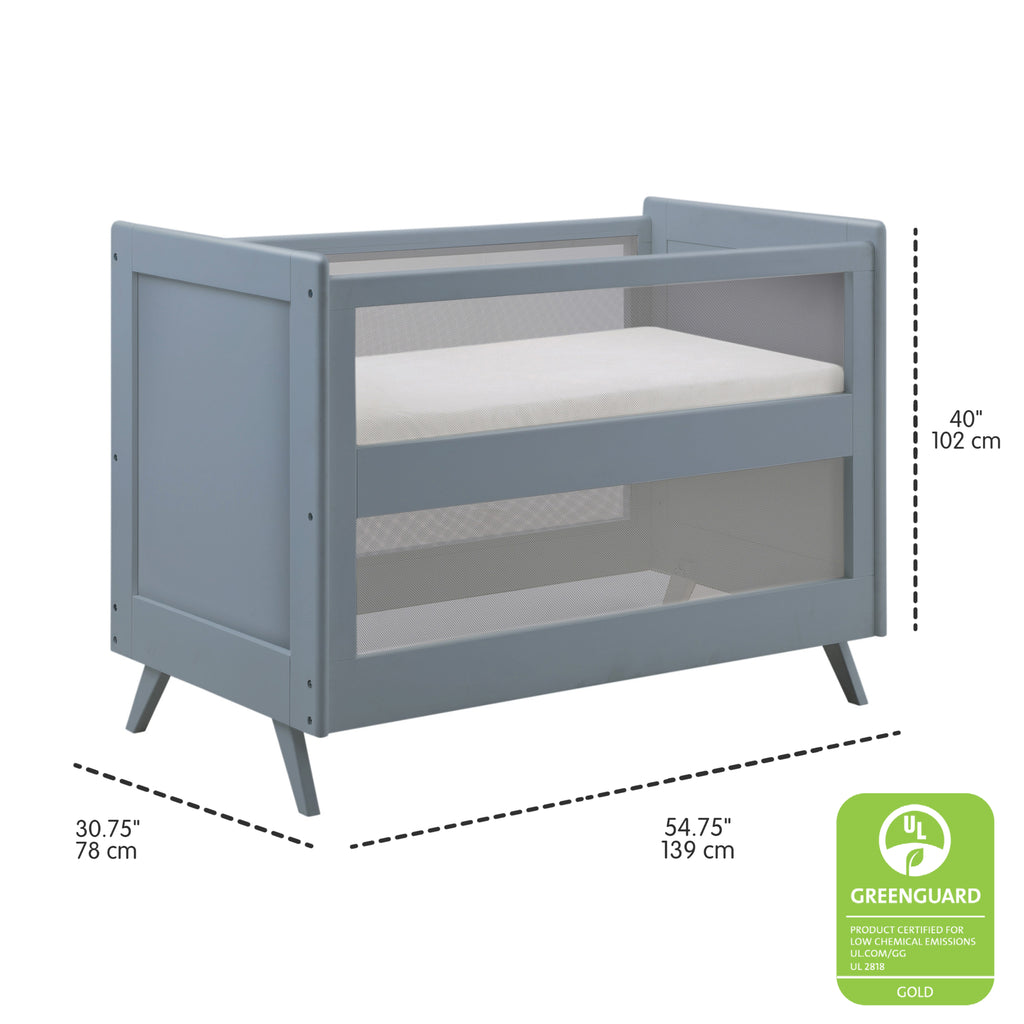 Dimensions guide for BreathableBaby Breathable Mesh 3-in-1 Convertible Crib in Steel Gray