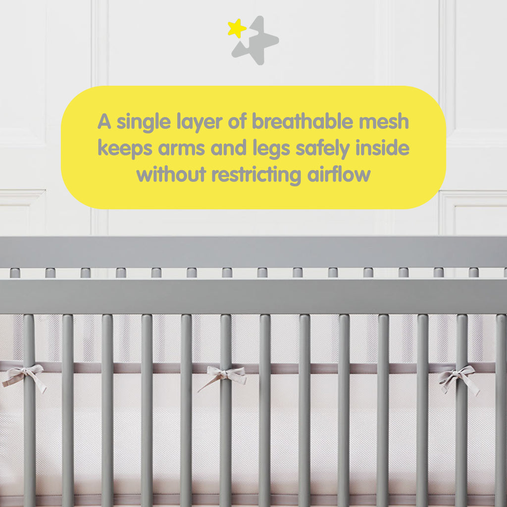 BreathableBaby Breathable Mesh Crib Liner with single layer mesh verbiage