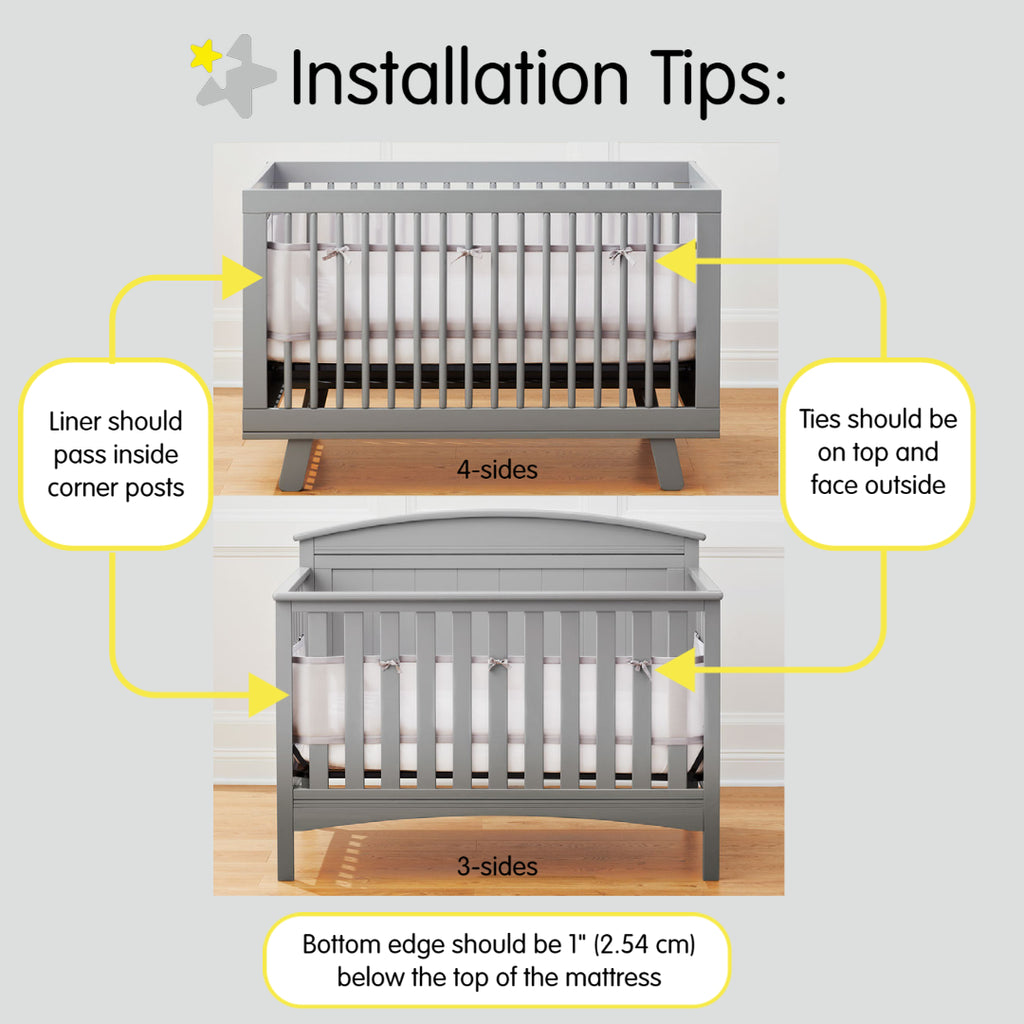 Installation tips for BreathableBaby Breathable Mesh Crib Liner for cribs with 4 or 3 sides