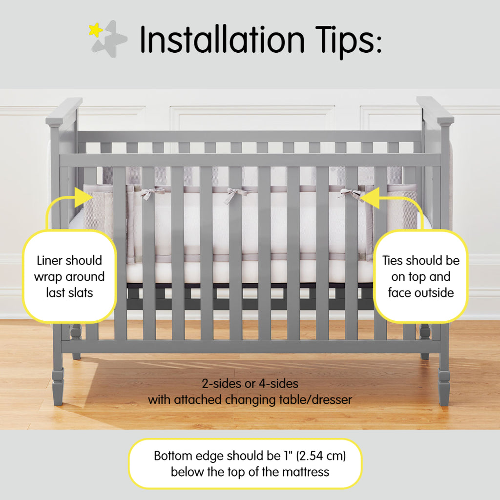 Installation tips for BreathableBaby Breathable Mesh Crib Liner for 2-sided solid end crib