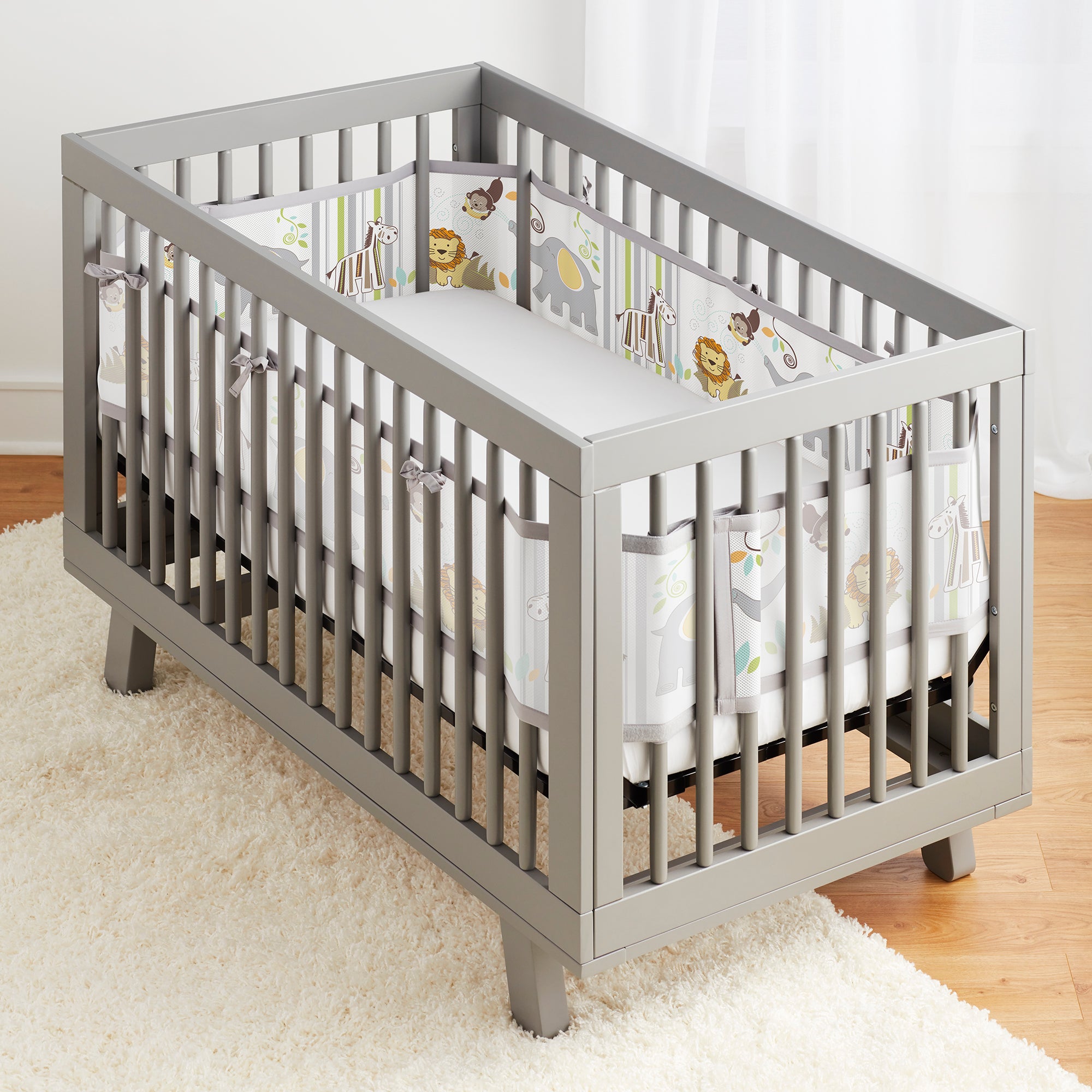 Breathable™ Mesh Liner for Full-Size Cribs, Classic 3mm Mesh, Safari F –  BreathableBaby