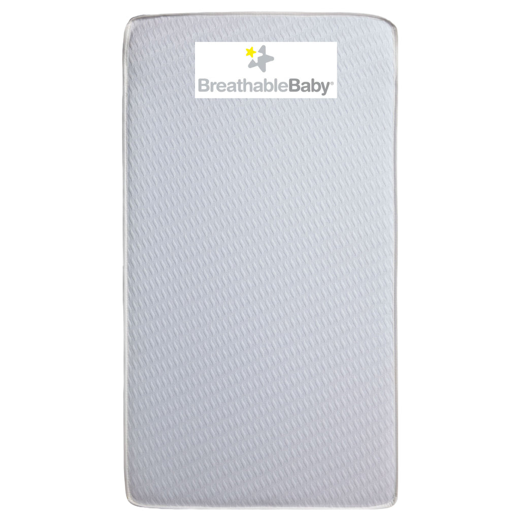 BreathableBaby EcoCore 200 Mattress Shown Vertically with Logo